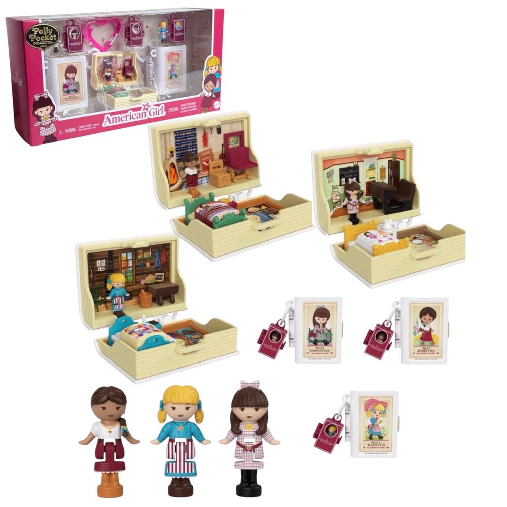 American Girl Polly Pocket Doll Samantha Kirsten Josefina Bed Book Keychain Box